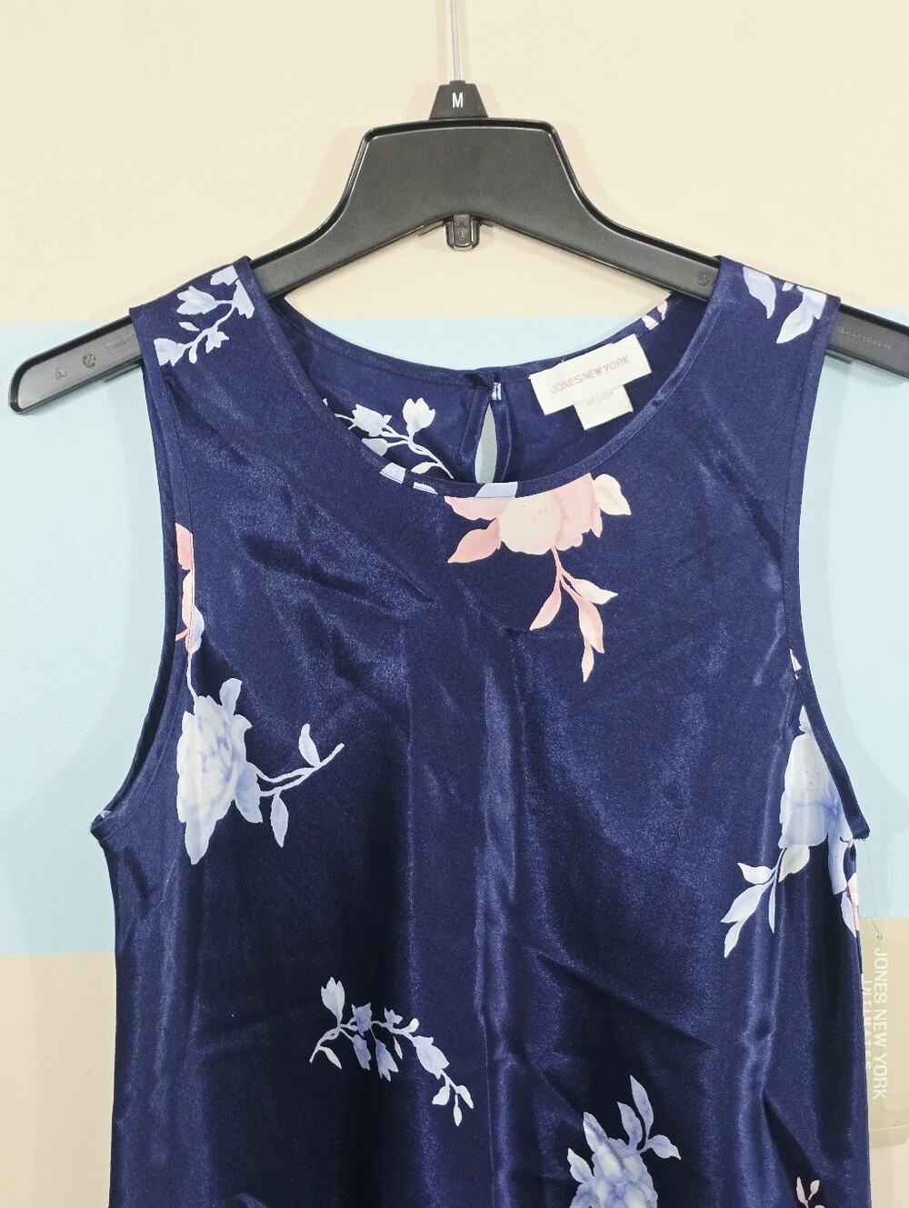 Jones New York Navy Floral Satin Camisole with Pink & White Blooms - Picture 3 of 7